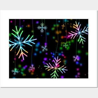 Colourful snowflakes in winter - simple design Posters and Art